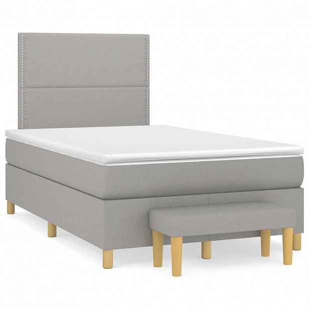 vidaXL Box spring postel s matrací světle šedá 120 x 200 cm textil