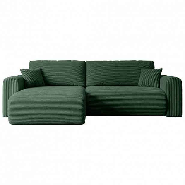 ALTDECOR ROHOVÁ SEDACÍ SOUPRAVA s funkcí lůžka a úložným prostorem ORRO-L – 272 × 145 × 83 cm, zelená manšestr
