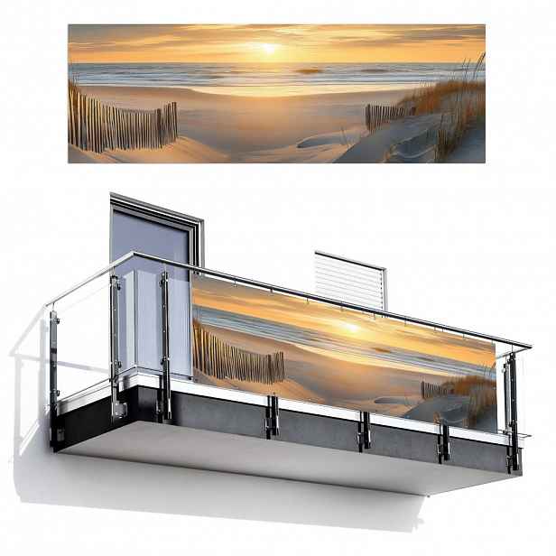 MuchoWow BALKONOVÁ ZÁSTĚNA Pláž - duny - západ slunce 300x100 cm