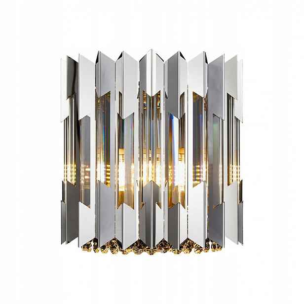 Nástěnné svítidlo Ritz Stříbrné skleněné krystaly 2xE14 s krystaly, glamour lampa