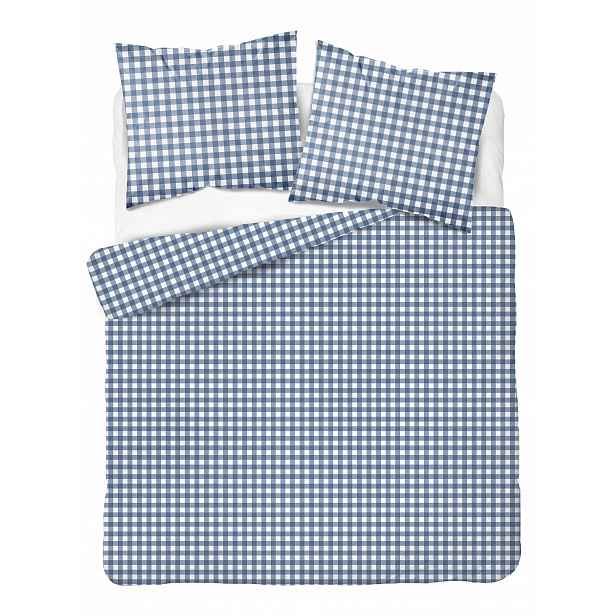 Povlečení Saténová Mřížka Modrá 200X220 220X200 Elegantní Bavlněná