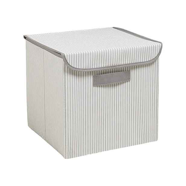 Šedý látkový úložný box s víkem 30x30x30 cm – Mioli Decor