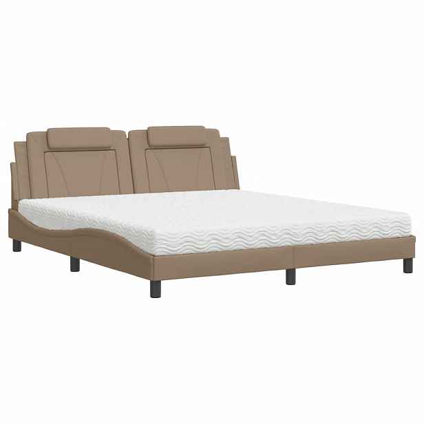 vidaXL Postel Viana s matrací cappuccino 180 x 200 cm umělá kůže