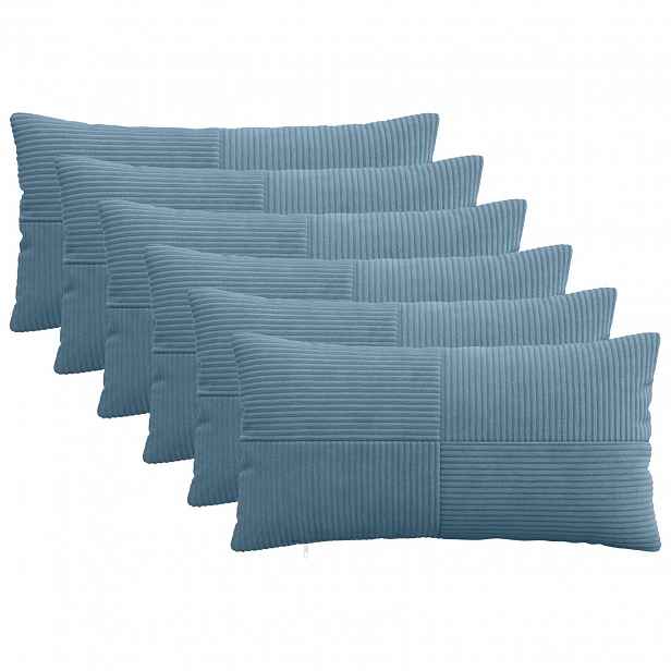 vidaXL Povlak na polštář 6 pcs ALMELO Modrá 40 x 80 cm manšestr