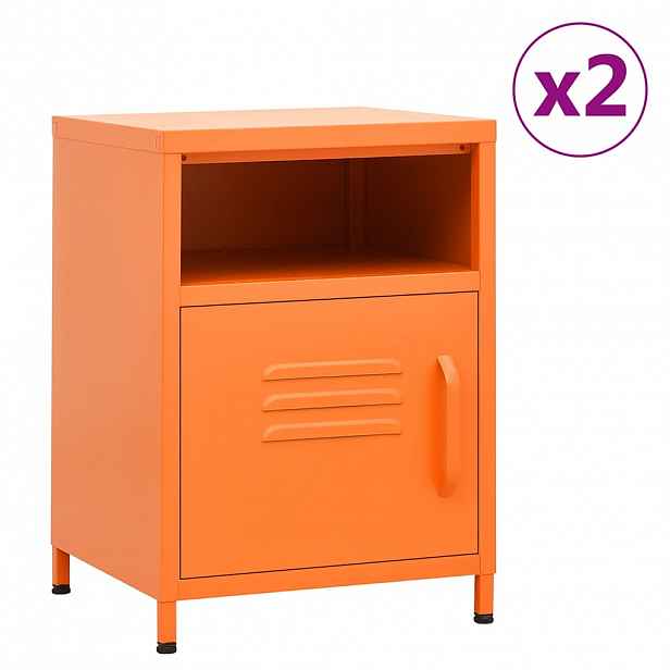 vidaXL Noční stolky 2 ks oranžová 35 x 35 x 51 cm ocel