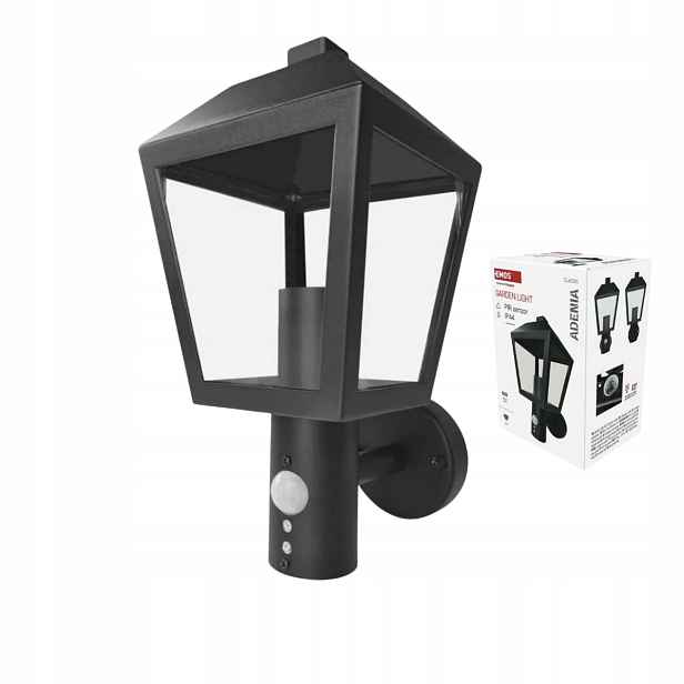 Fasádní nástěnné svítidlo s pohybovým senzorem Lampa venkovní lucerna černá Pir