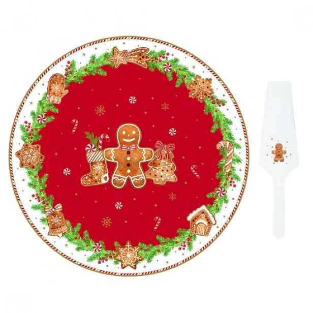 Sada servírovacího talíře a špachtle, porcelán, 32 cm, "Fancy Gingerbr
