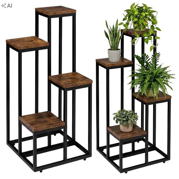 Stojan na květiny Držák Na Květináč Stojící kovový Loft Květináče 4 úrovně 68 cm