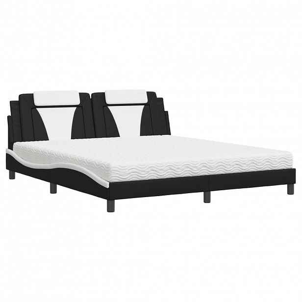vidaXL Postel Viana s matrací černá a bílá 180 x 200 cm umělá kůže
