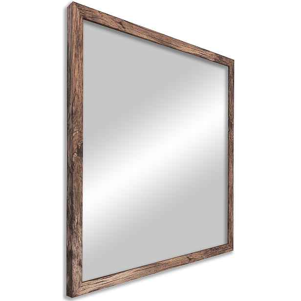 Zrcadlo v úzkém rámu 80x80, zestárlé dřevo