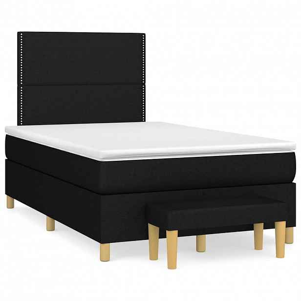 vidaXL Box spring postel s matrací černá 120x200 cm textil