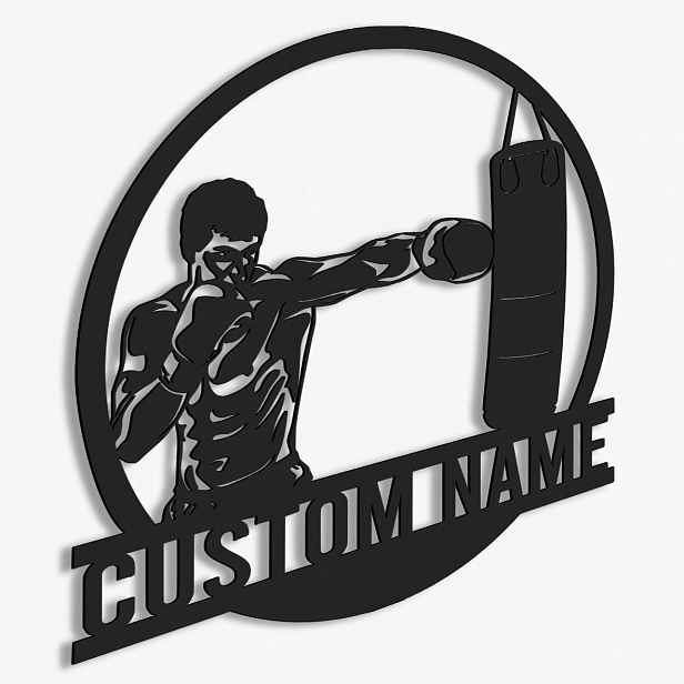 Dřevěný 3D obraz Boxer s Vaším jménem Nástěnná Dekorace