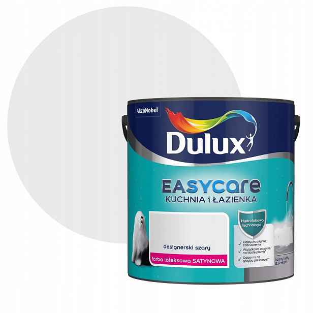 Dulux Easy Kuchyně Koupelna Designová Šedá 2,5L Saténová Barva Na Stěnu