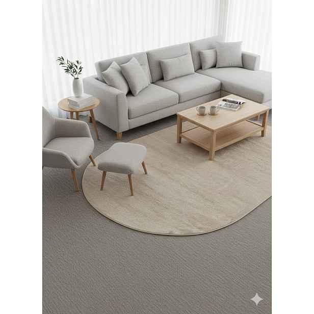 Koberec oválný Magnolie 160x230 cm béžový jednobarevný, hladký, moderní