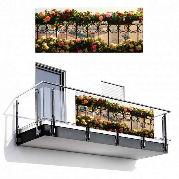MuchoWow BALKONOVÁ ZÁSTĚNA Květiny - Plot - Krajina města - Léto 300x120 cm