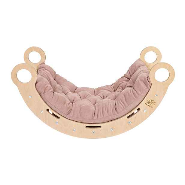 Růžová/v přírodní barvě houpačka z borovicového dřeva 39x75x38 cm Montessori – Meowbaby