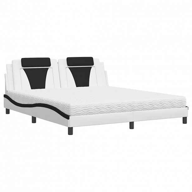 vidaXL Postel Viana s matrací bílá a černá 180 x 200 cm umělá kůže