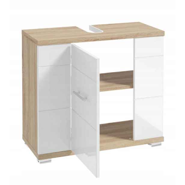 Skříňka pod umyvadlo s výřezem pro sifon 70x62,5x31,5 cm Dub sonoma Bílý