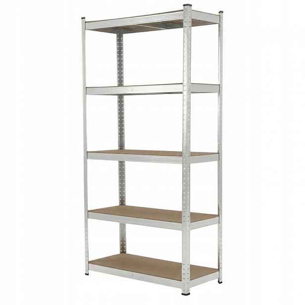 Kovový skladový regál s vkládací dílenský částí, 5 polic 180×90×40, 875 kg