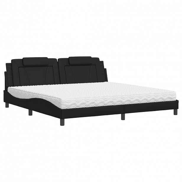 vidaXL Postel Viana s matrací černá 200 x 200 cm umělá kůže