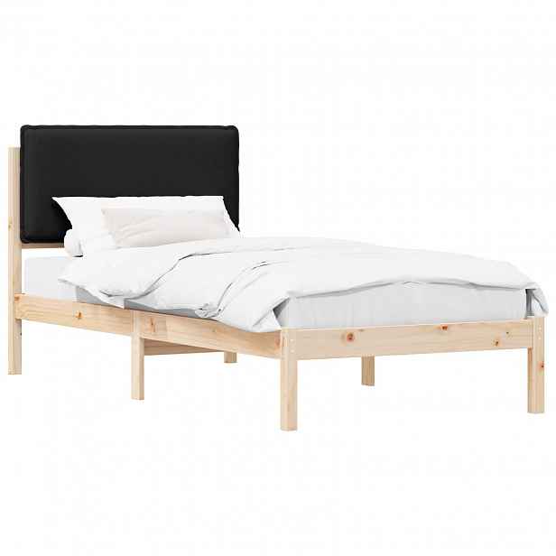 vidaXL Rám postele s čalouněným čelem Černý 80 x 200 cm