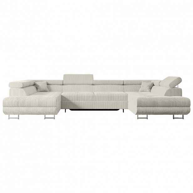 ALTDECOR SEDACÍ souprava s funkcí lůžka a úložným prostorem GUSA-U 342x202x107 cm krémový manšestr