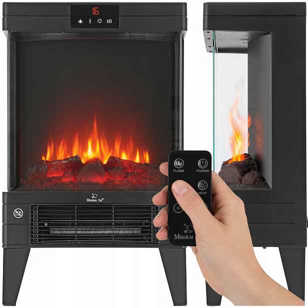 Elektrický Krb Termoventilátor Ohřívač Kamna efekt plamene 2000W