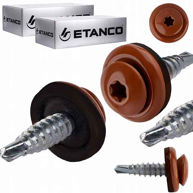 Farmářské vruty Torx 4,8x20 mm Ral 8004 500 ks do plechu Etanco Gtf 02P