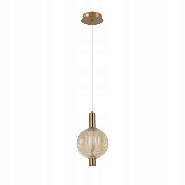 Italux Lenti závěsná Led lampa 7W zlatá ryhovaná Ø15 cm 3000K