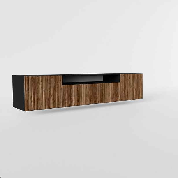 MASSENO ZÁVĚSNÝ TV STOLEK LIVO, 200/41/40 cm, černý /, dekor dub