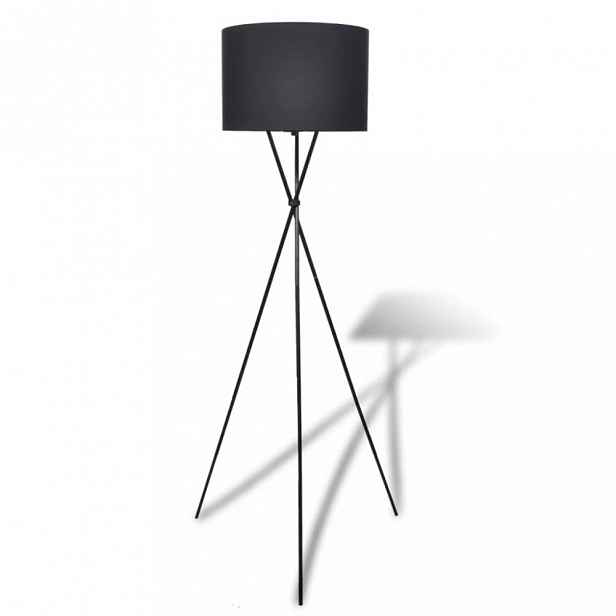 Stojací lampa látka / kov Dekorhome Černá