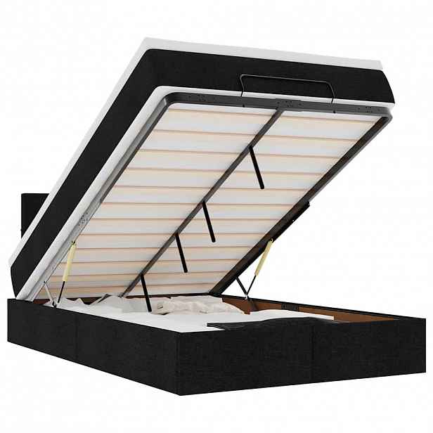 vidaXL Osmanská postel s matrací & LED černá 120x190 cm látka