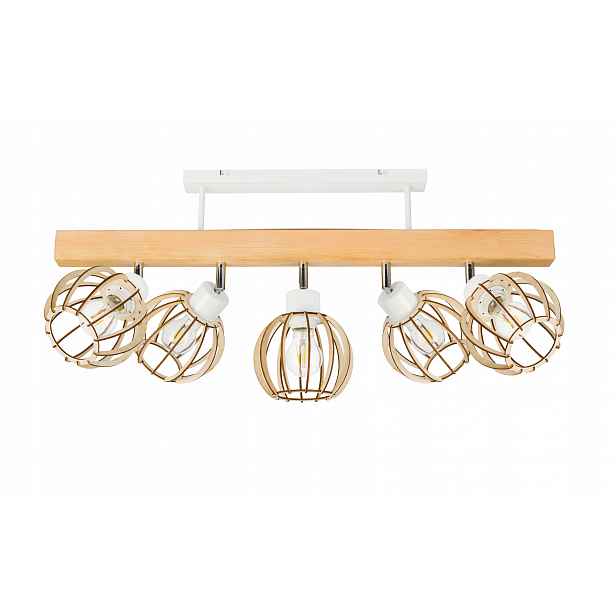 Dřevěná stropní lampa Lustr Stropní Svítidlo Loft Bílá na 5x Klosz E27