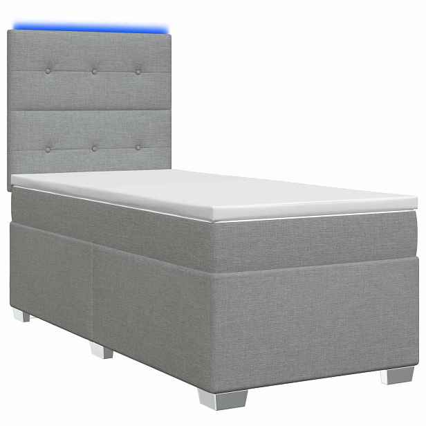 vidaXL Postel boxspring s matrací Světle šedá 80 x 200 cm Textil