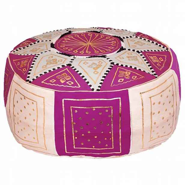 Taburet Sedák, Marocká Kožená Taburet, Ručně Barvená, Originální, Hand Made