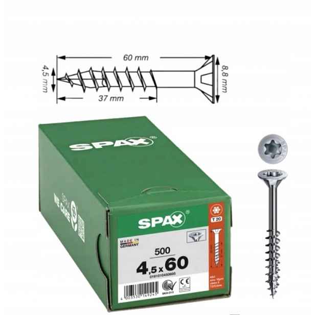 Univerzální šroub do dřeva spax 4,5 x 60 Wirox Txtg 500 ks