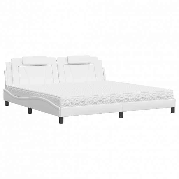 vidaXL Postel Viana s matrací bílá 200 x 200 cm umělá kůže