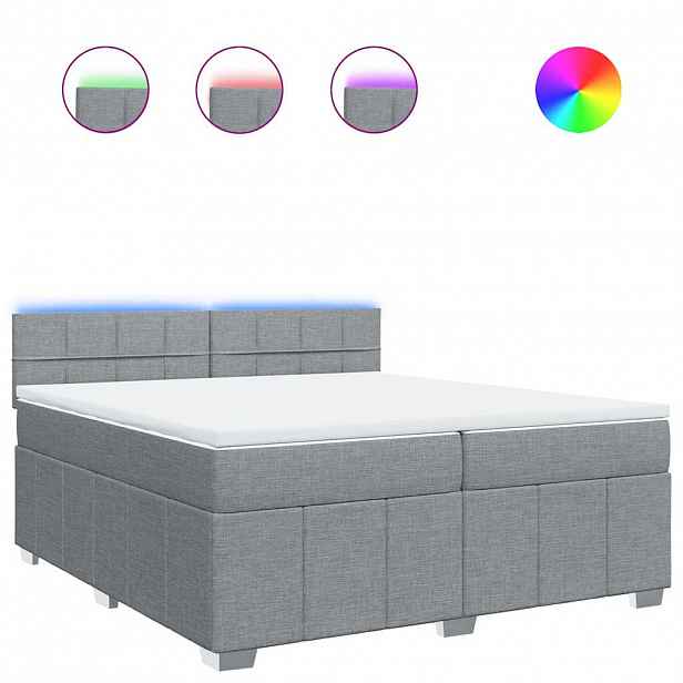 vidaXL Box spring postel s matrací světle šedá 200 x 200 cm textil