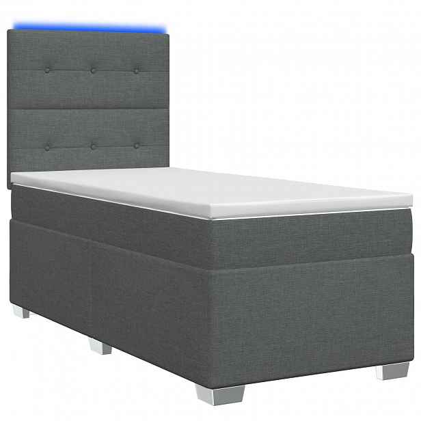 vidaXL Postel boxspring s matrací s čelo Tmavě šedá 80 x 200 cm Textil
