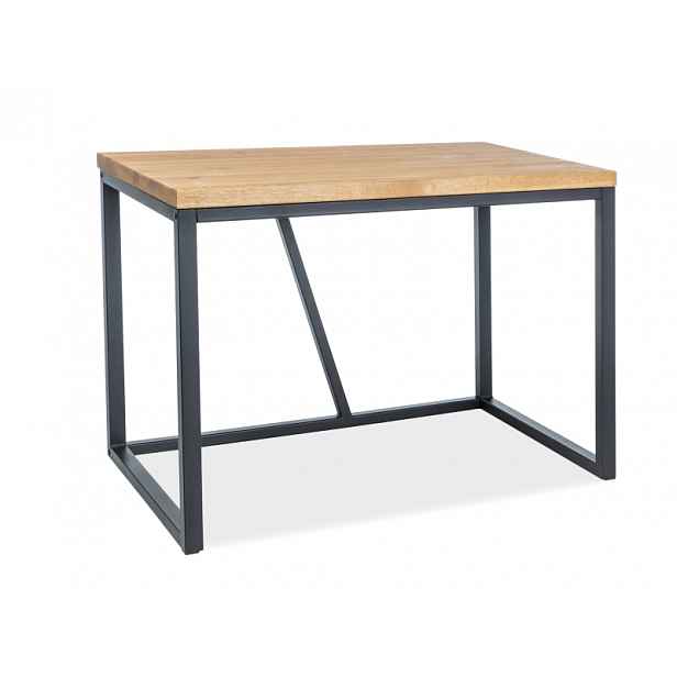 Černý psací stůl s dubovou deskou SILVIO 110X60X75
