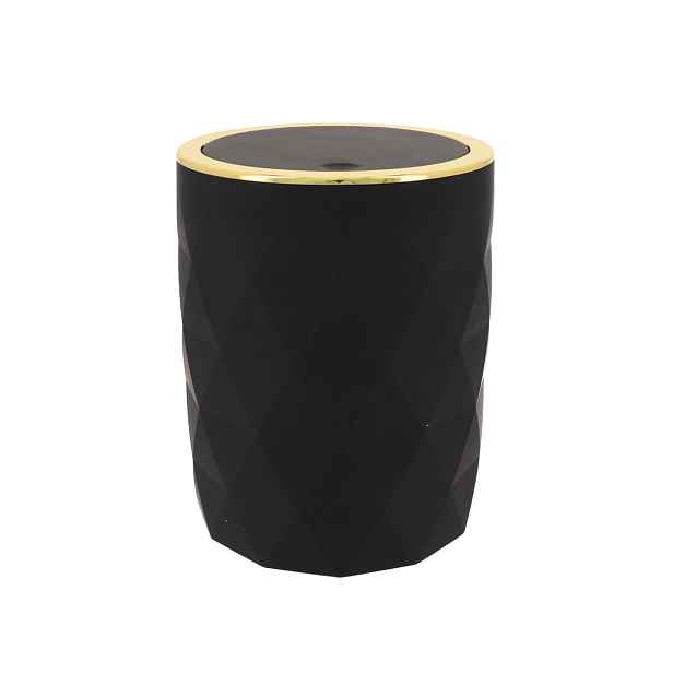 Dekorativní odpadkový koš Černý Zlatý s výklopným víkem Nádoba do kanceláře