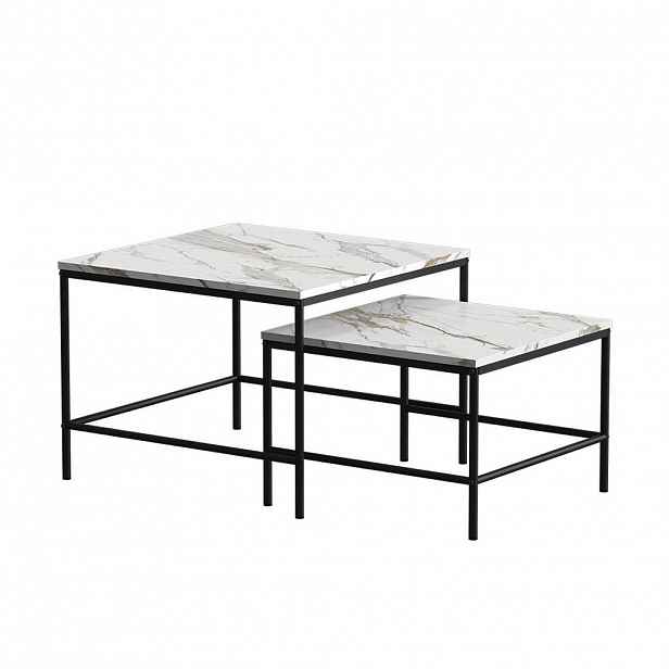 Vicco STOLEČEK KÁVOVÝ STOLÍK Ramio Bílá/černá 60 x 60 cm 2 díly