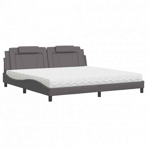 vidaXL Postel Viana s matrací šedá 200 x 200 cm umělá kůže