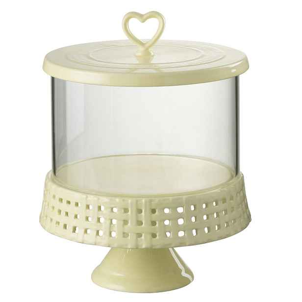 Žlutá keramická dóza na noze s víkem Hella Yellow L - Ø 21*31cm J-Line by Jolipa