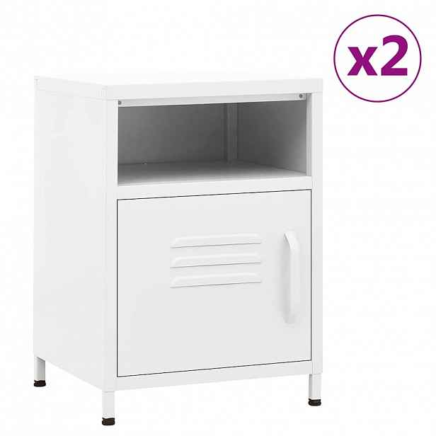 vidaXL Noční stolky 2 ks bílé 35 x 35 x 51 cm ocel