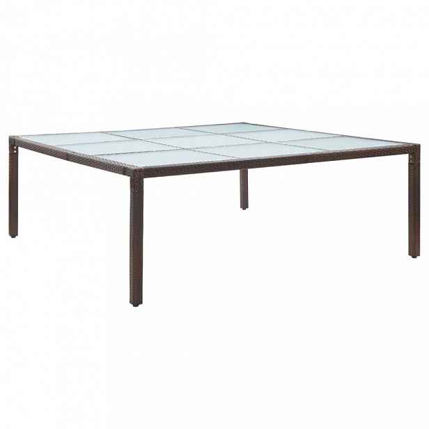 Zahradní stůl 200 x 200 cm polyratan / sklo Hnědá