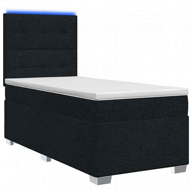 vidaXL Postel boxspring s matrací s LED pásky Černá 80 x 200 cm Textil