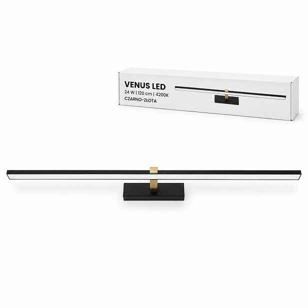 Do koupelny Venus 24W 120 cm, černo-zlatá Led lampa 1640lm 4200K IP44