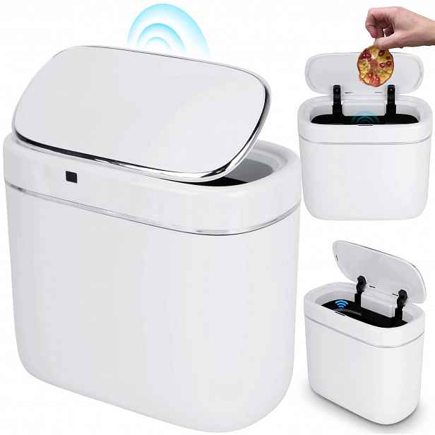Odpadkový Koš 7 L Automatické Otevírání, Bílý