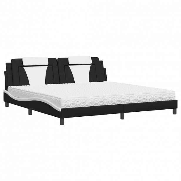 vidaXL Postel Viana s matrací černá a bílá 200 x 200 cm umělá kůže